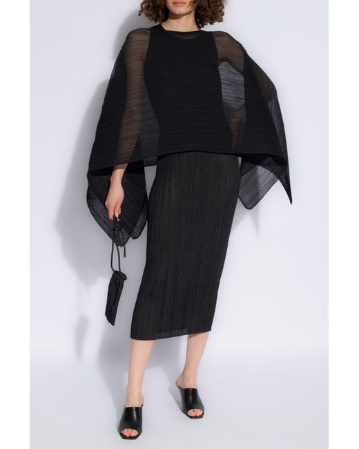 Pleats Please Issey Miyake Black Pleated Sleeveless Dress