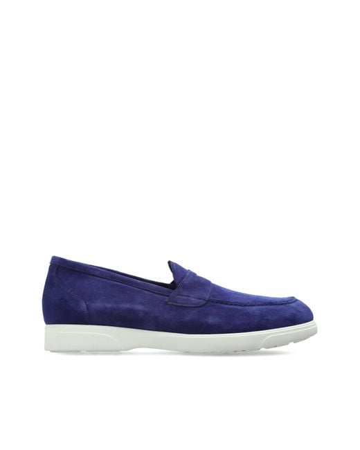 Kiton Blue Suede Shoes for men