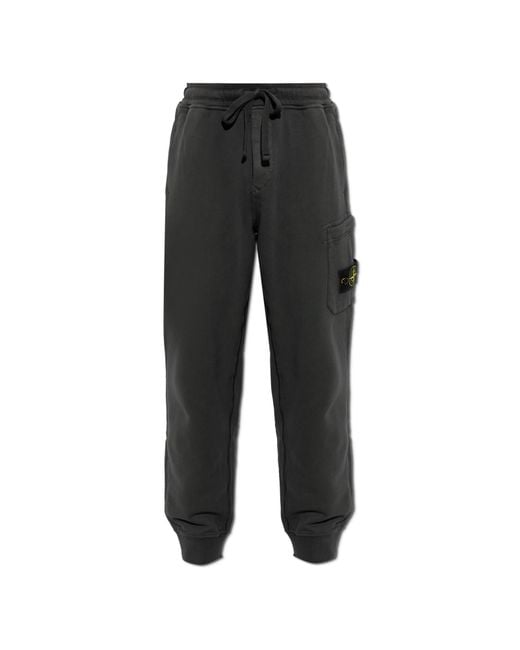 Stone Island Black Sweatpants With Logo Patch for men