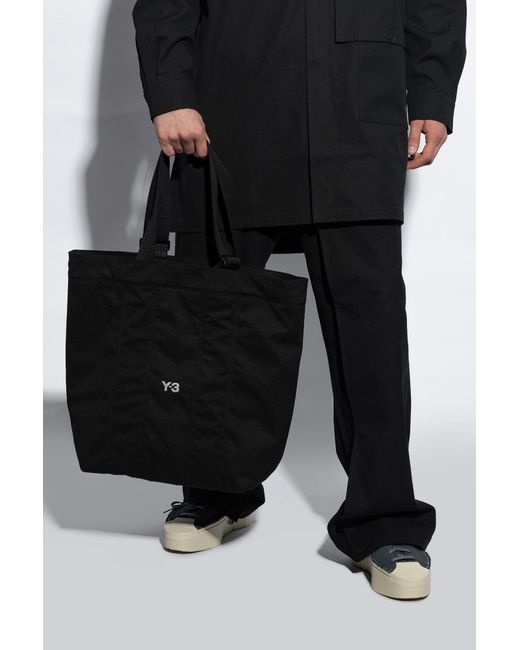 Y-3 Black Shopper Bag With Logo,