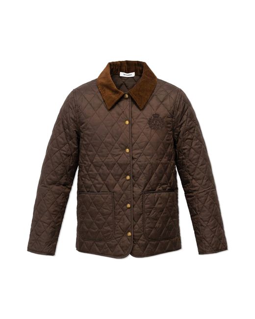 Sporty & Rich Brown Quilted Jacket With Corduroy Collar