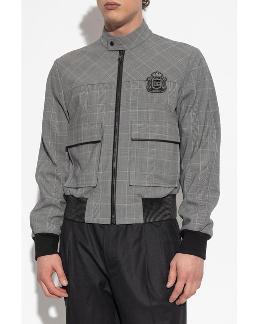 Dolce & Gabbana Gray Plaid Patterned Jacket for men