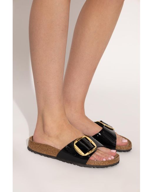 Birkenstock White 'Madrid Big Buckle' Slides
