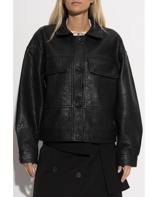 Munthe Black Leather Jacket 'Vineth'