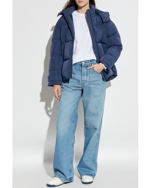 Emporio Armani Blue Down Jacket With Detachable Hood