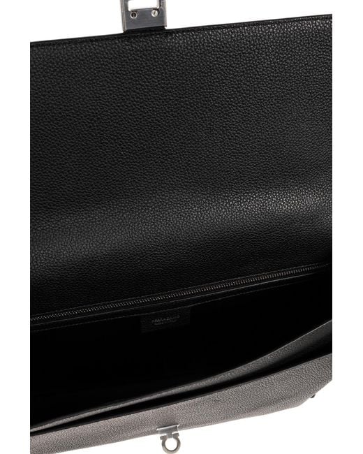 Ferragamo Black Leather Briefcase for men
