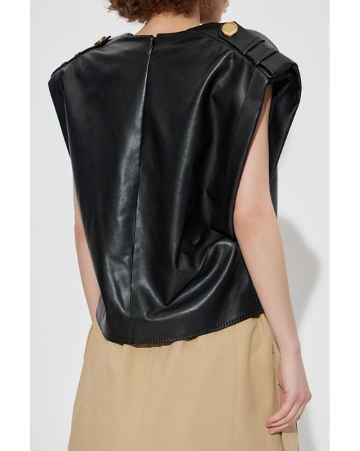 Balmain Black Imitation Leather Top