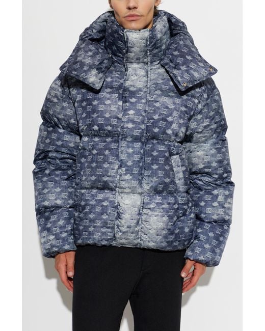 DSquared² Blue Puffer Jacket With Monogram for men