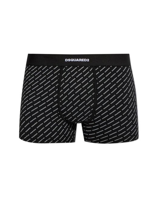 DSquared² Black Cotton Boxers With Monogram for men