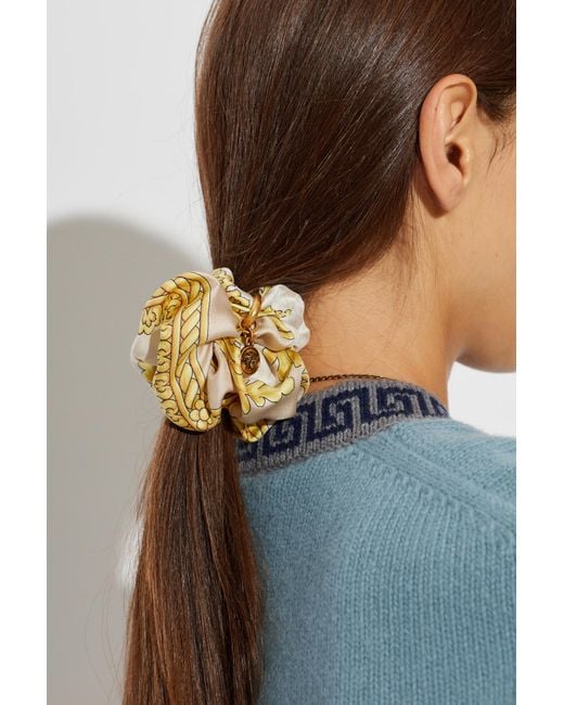 Versace Metallic Silk Hair Scrunchie