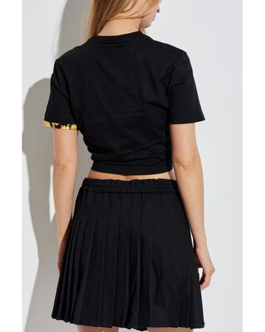 Versace Black T-Shirt With Decorative Safety Pin And Draping