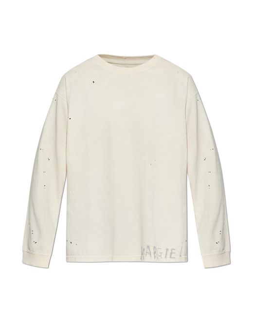 Maison Margiela White T-Shirt With Paint Splatter Effect for men