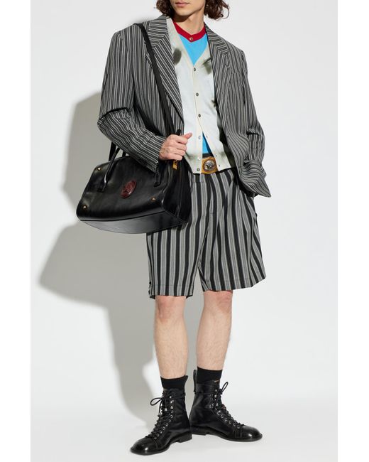 Versace Gray Blazer With Striped Pattern for men