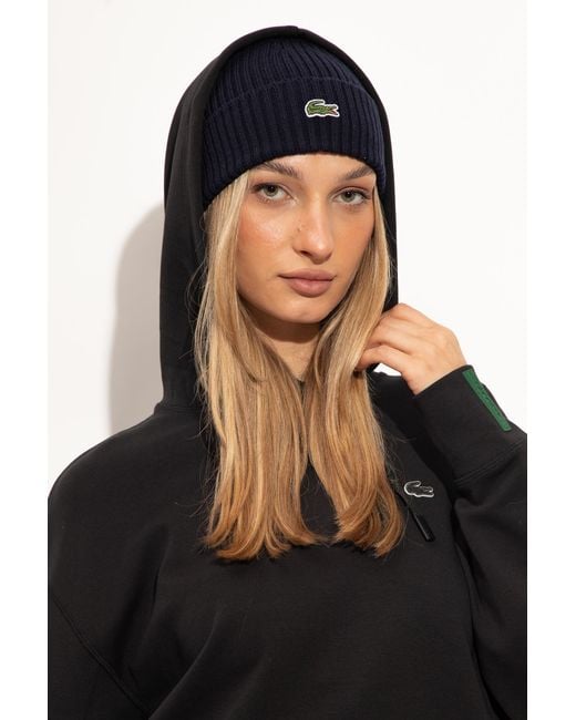 Lacoste Blue Wool Beanie