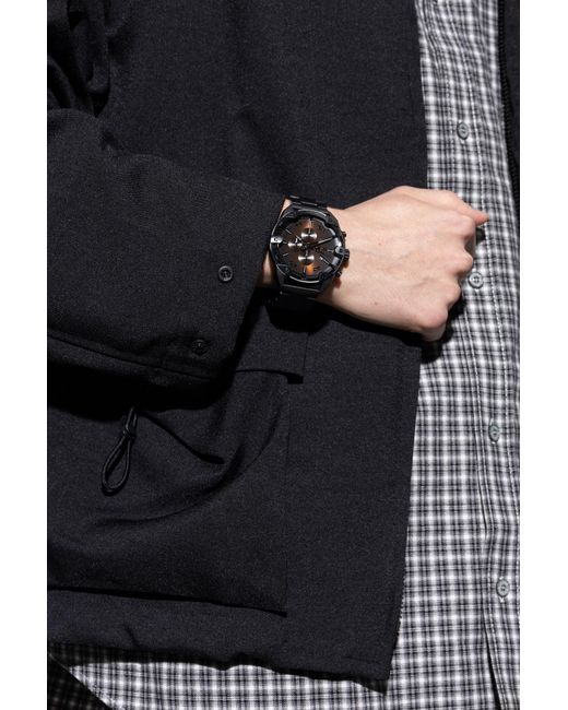 DIESEL Black Steel Watch "Spiked" for men