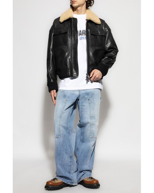 DSquared² Black Leather Jacket for men