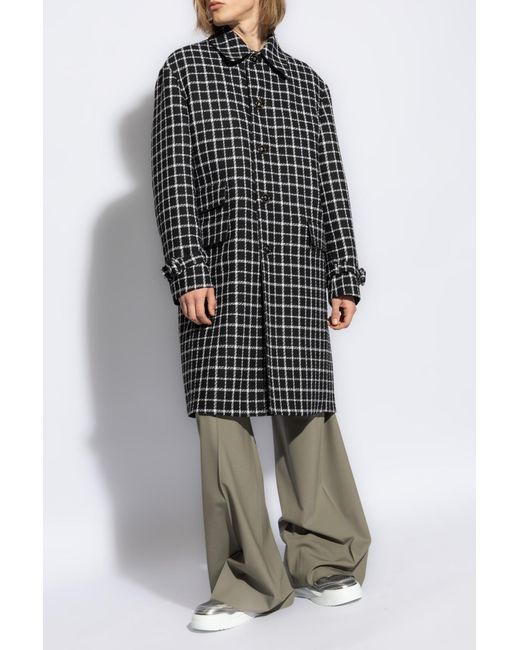 Versace Gray Plaid Pattern Coat for men