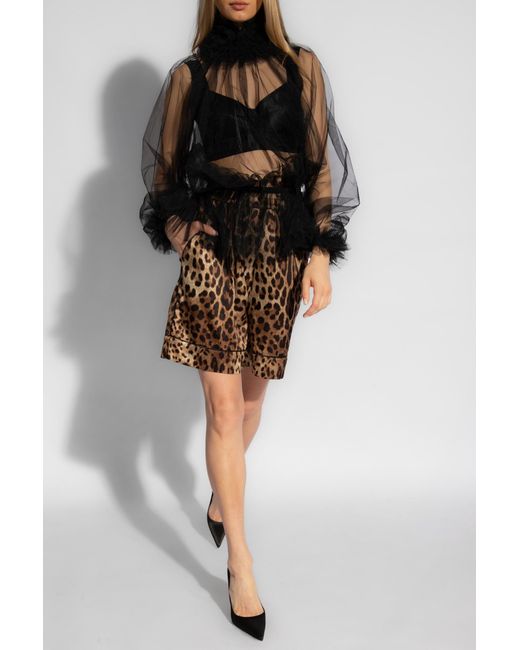 Dolce & Gabbana Brown Leopard Print Silk Shorts