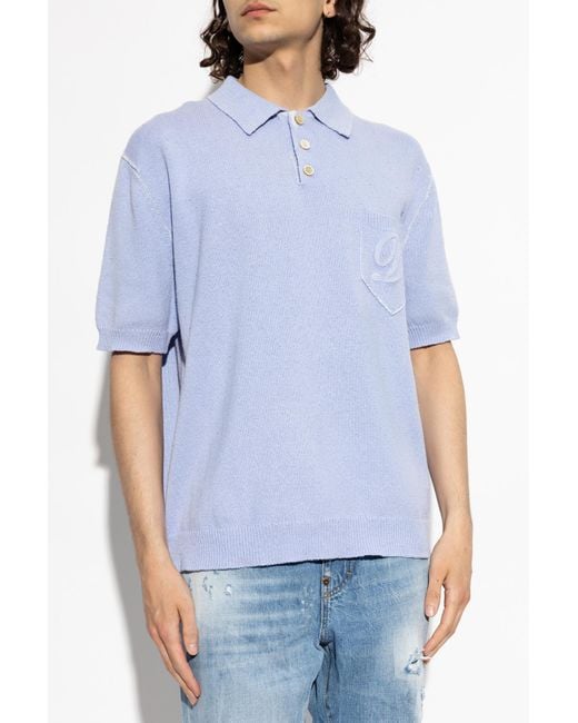 DSquared² Blue Polo With Pocket for men