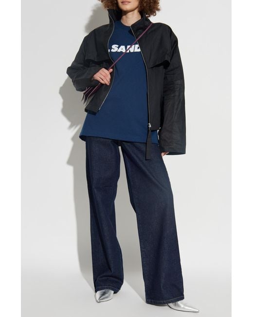 Jil Sander Blue Jacket With Stand-Up Collar