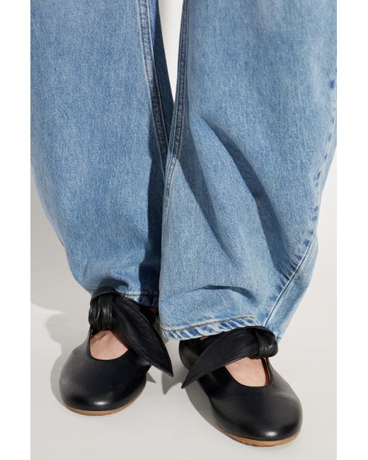 Odissi Black Leather Ballet Flats