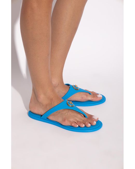 Versace Blue Rubber Flip-Flops