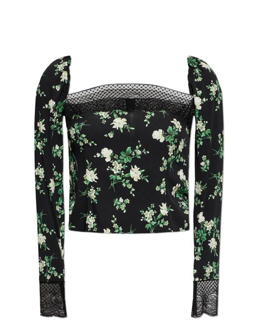 Dolce & Gabbana Black Silk Top With Floral Motif