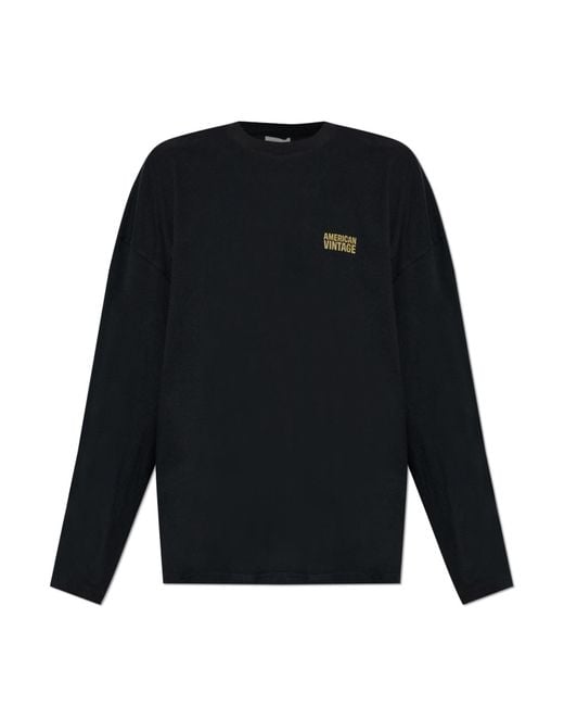 American Vintage Black Long-Sleeve T-Shirt for men