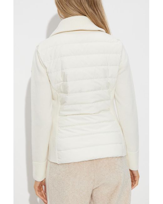 Moncler Natural Cardigan With Stand-Up Collar