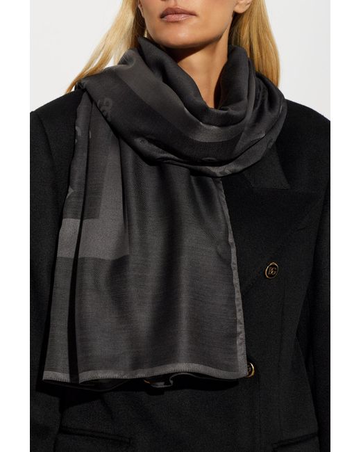 Dolce & Gabbana Black Silk Scarf With Monogram