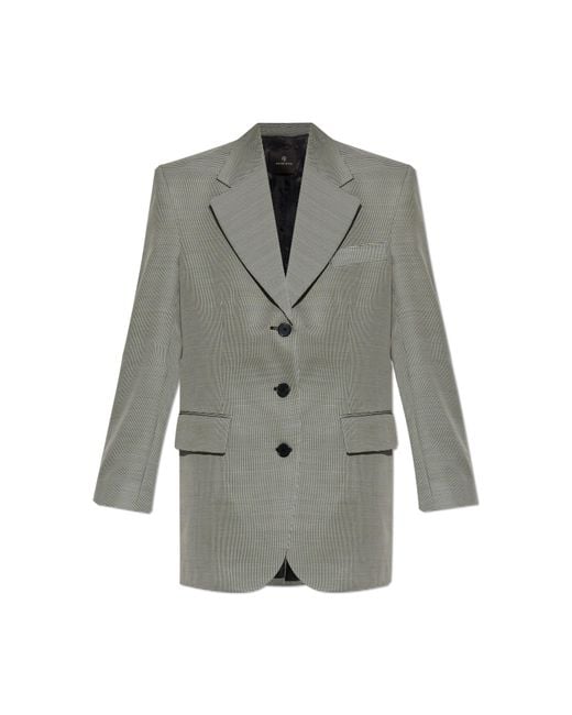 Anine Bing Gray Houndstooth Patterned Blazer