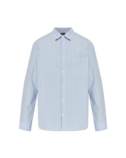 A.P.C. Blue Shirt With Stripe Pattern for men