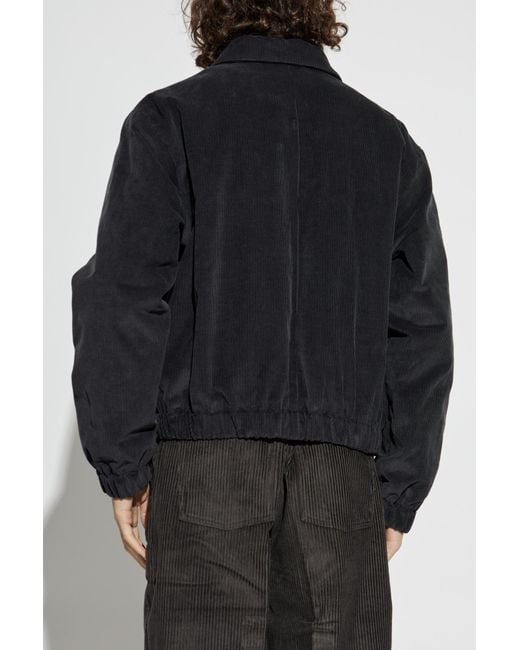 AMI Black Corduroy Jacket With Embroidered Logo for men