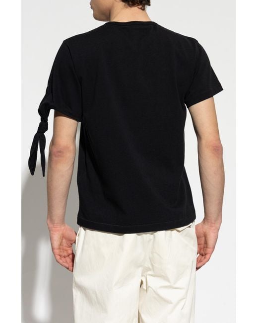 J.W. Anderson Black T-Shirt With A Knot On The Shoulder for men
