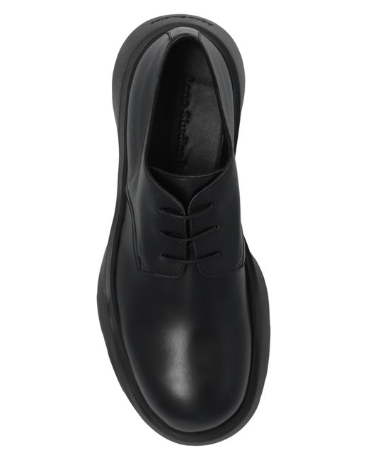 Acne Black Leather Shoes With Logo for men