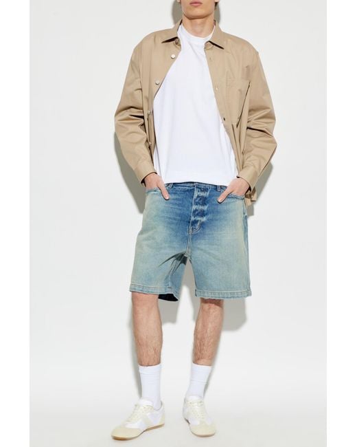 Rhude Blue Denim Shorts With A 'Vintage' Effect for men