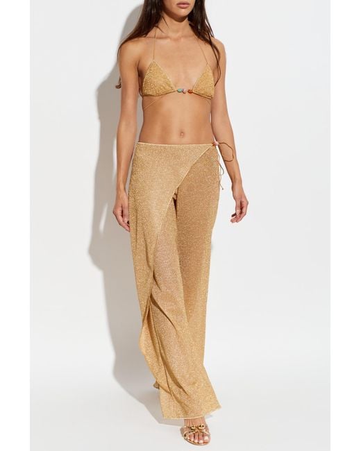 Oseree Natural Trousers With Lurex Thread