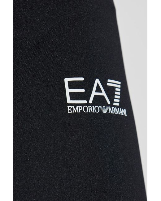 EA7 Blue Training Shorts With Printed Logo