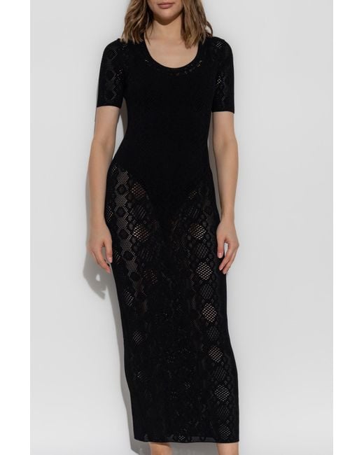 Alaïa Black Short-Sleeved Dress