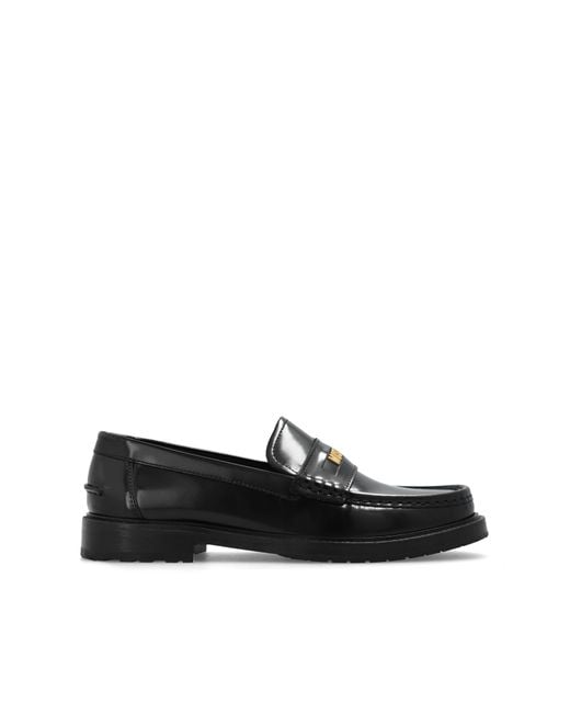 Moschino Black Leather Loafers,