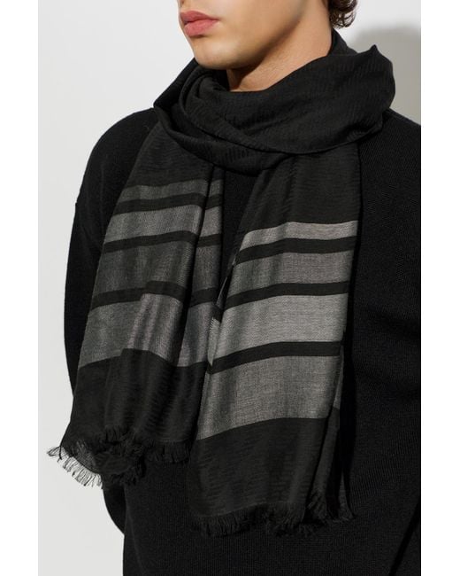 Emporio Armani Black Scarf With Logo for men