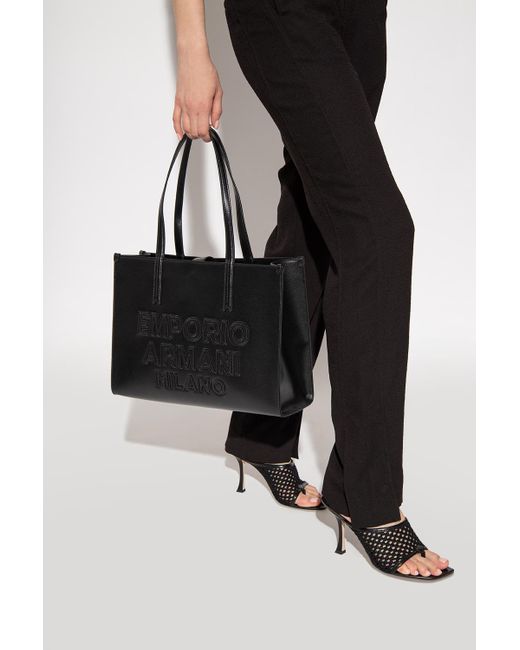 Emporio Armani Shopper Bag in Black | Lyst