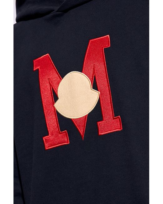 Moncler Blue Hoodie With Logo, for men