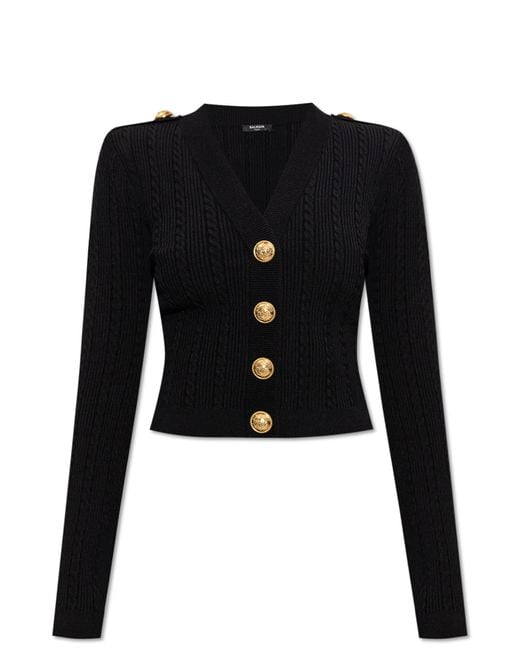 Balmain Black Cardigan With Buttons