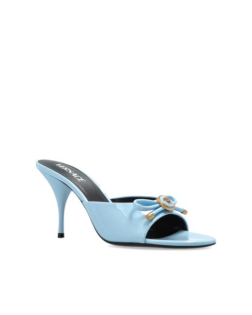Versace White Heeled Mules 'Opera Bow'