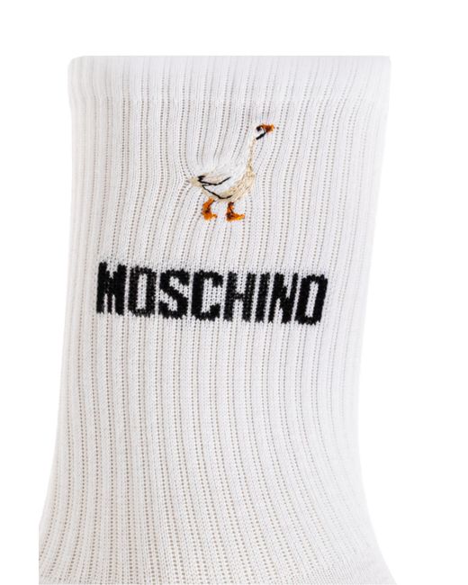 Moschino White Socks With Logo