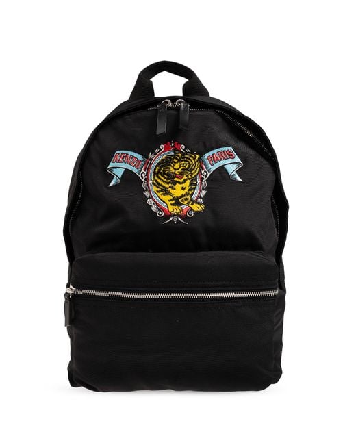 KENZO Black Backpack With A Sewn-On Logo for men
