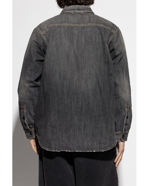 Balenciaga Gray Denim Shirt With `vintage` Effect, for men