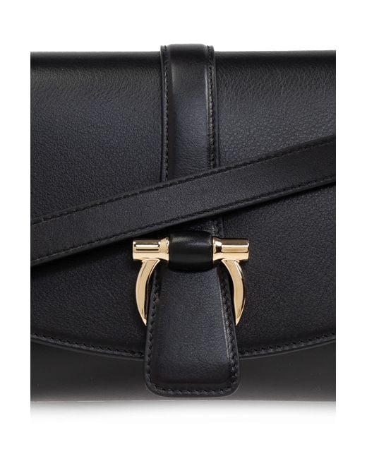Ferragamo Black Rectangular Leather Shoulder Bag