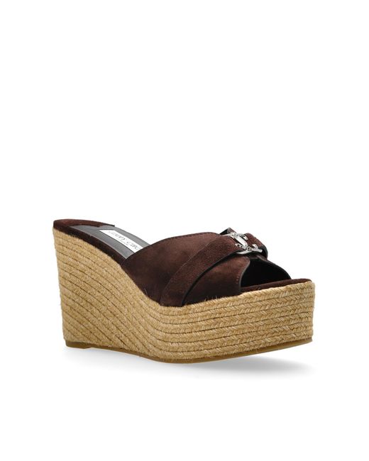 Jimmy Choo Brown Wedge Sandals "Leda"